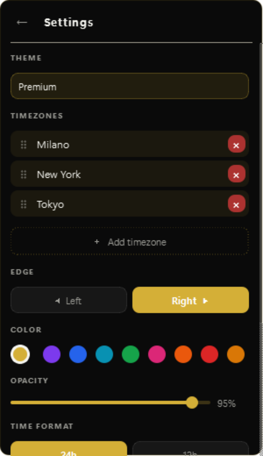 Time Precision settings panel